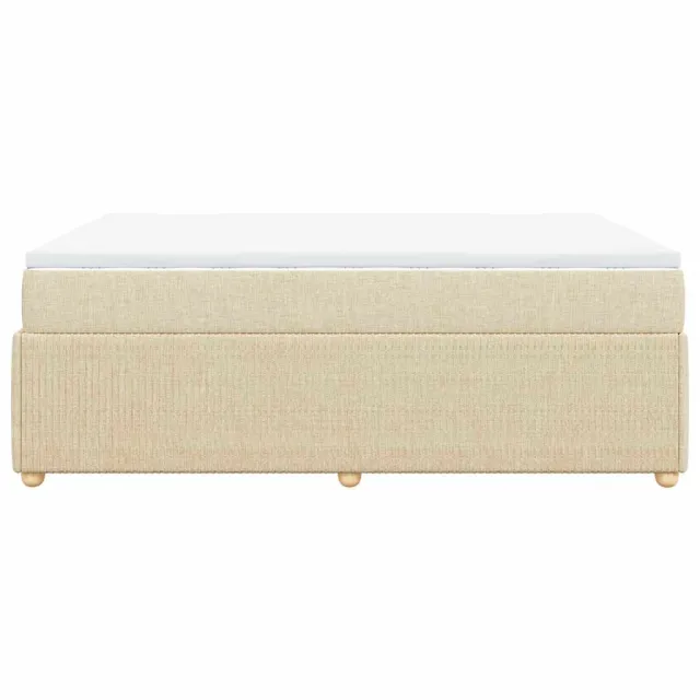 Sommier à lattes de lit avec matelas Crème 160x200 cm Tissu