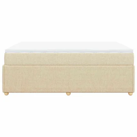 Sommier à lattes de lit avec matelas Crème 160x200 cm Tissu