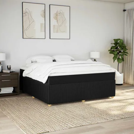 Sommier à lattes de lit avec matelas Noir 180x200 cm Tissu