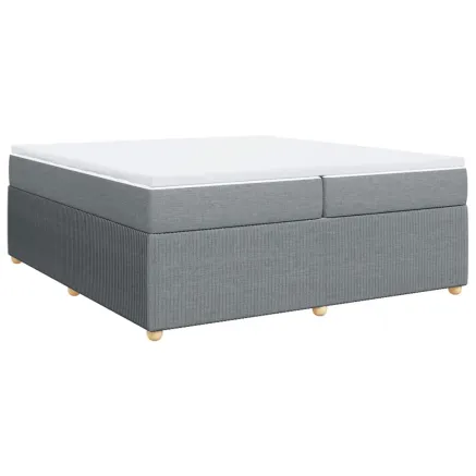 Sommier à lattes de lit avec matelas Gris clair 200x200cm Tissu 2