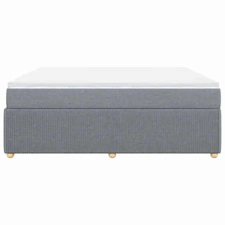 Sommier à lattes de lit avec matelas Gris clair 200x200cm Tissu