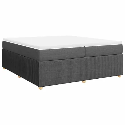 Sommier à lattes de lit avec matelas Gris foncé 200x200cm Tissu 2