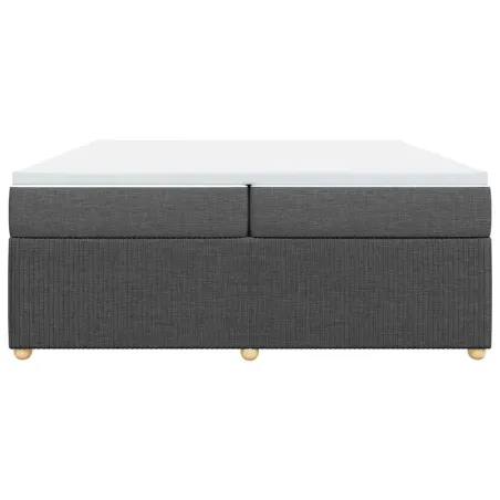 Sommier à lattes de lit avec matelas Gris foncé 200x200cm Tissu