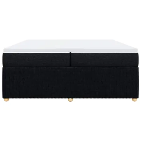 Sommier à lattes de lit avec matelas Noir 200x200 cm Tissu