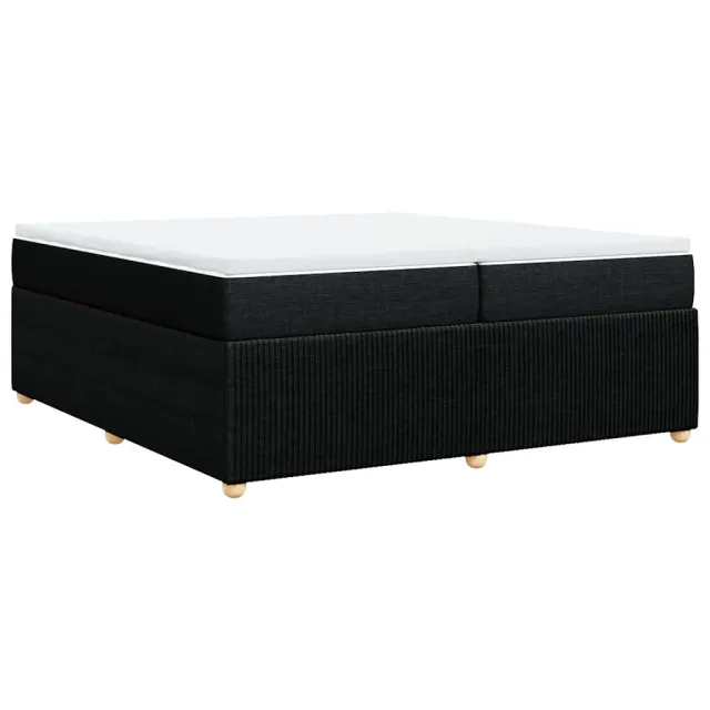 Sommier à lattes de lit avec matelas Noir 200x200 cm Tissu