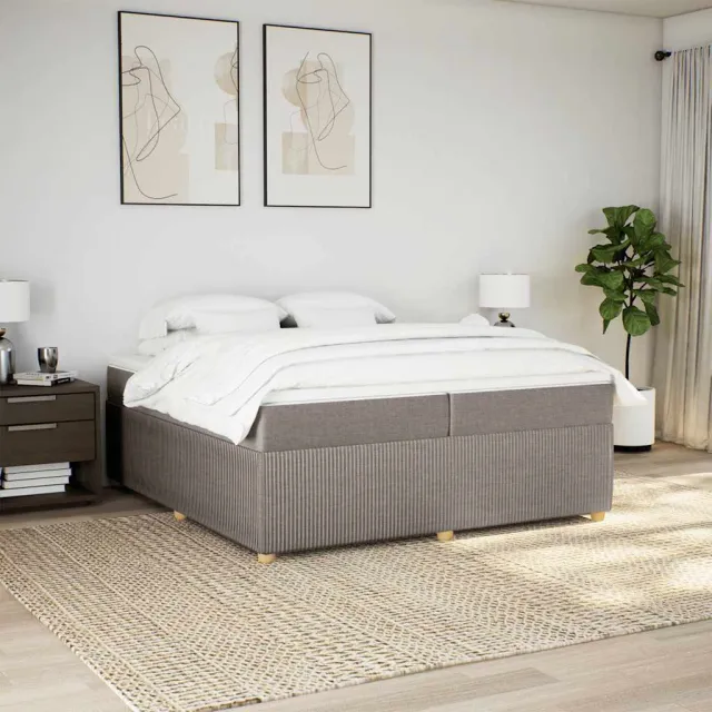 Sommier à lattes de lit avec matelas Taupe 200x200 cm Tissu