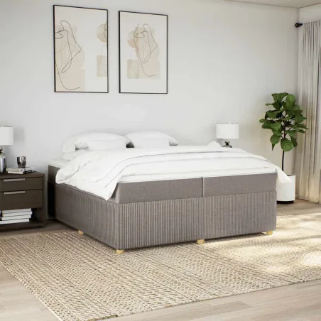 Sommier à lattes de lit avec matelas Taupe 200x200 cm Tissu