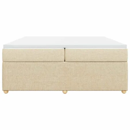Sommier à lattes de lit avec matelas Crème 200x200 cm Tissu