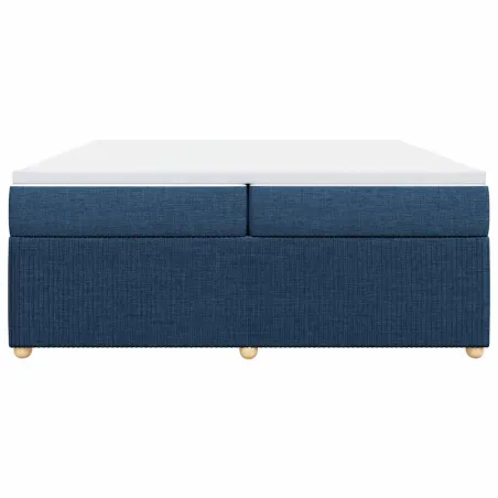 Sommier à lattes de lit avec matelas Bleu 200x200 cm Tissu