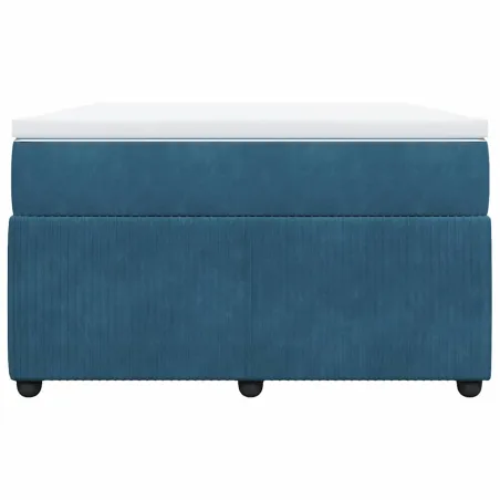 Sommier à lattes de lit et matelas bleu foncé 120x190cm velours