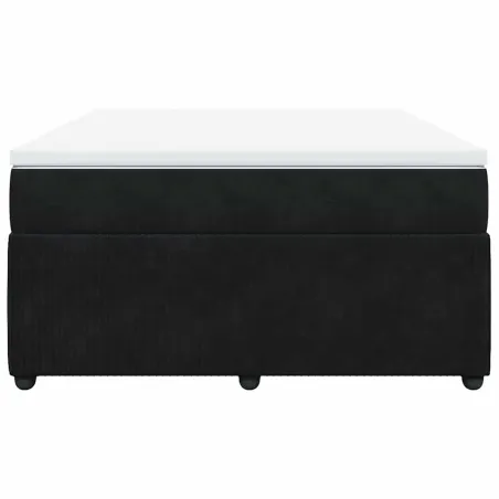 Sommier à lattes de lit et matelas Noir 160x200 cm Velours