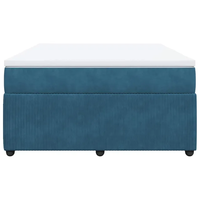 Sommier à lattes de lit et matelas Bleu foncé 160x200cm Velours