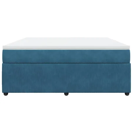 Sommier à lattes de lit et matelas Bleu foncé 180x200cm Velours