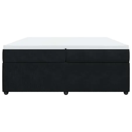 Sommier à lattes de lit et matelas Noir 200x200 cm Velours