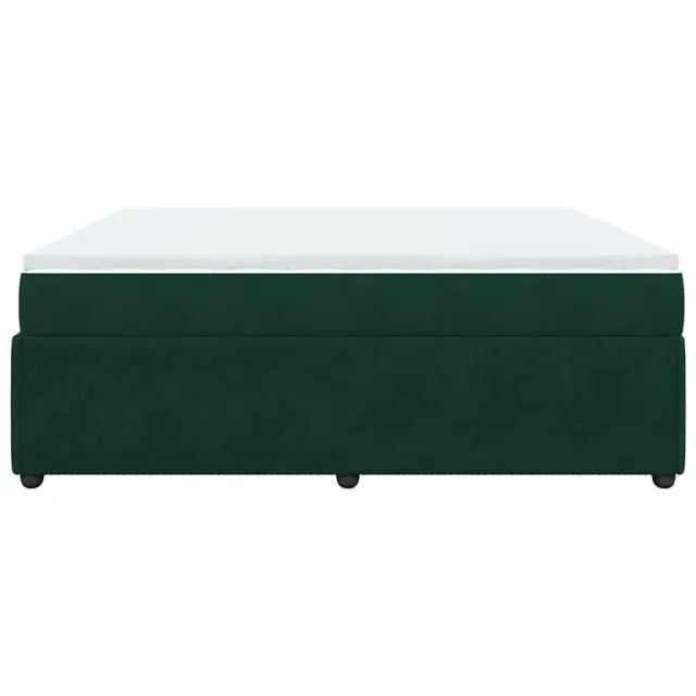 Sommier à lattes de lit et matelas Vert foncé 200x200cm Velours