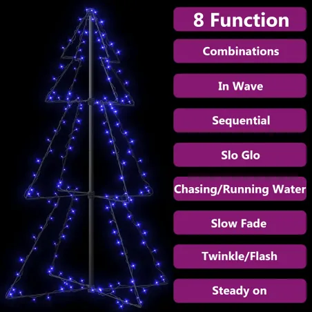 Arbre de Noël cône 160 LED d'intérieur/d'extérieur 78x120 cm