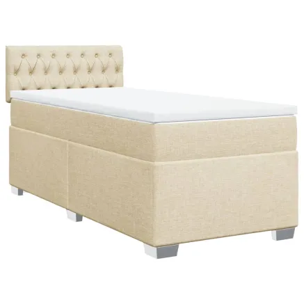 Sommier à lattes de lit avec matelas Crème 80x200 cm Tissu 2