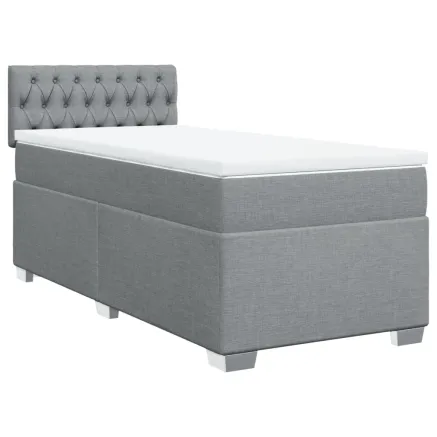 Sommier à lattes de lit avec matelas Gris clair 90x200 cm Tissu 2