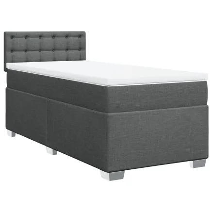 Sommier à lattes de lit avec matelas Gris foncé 90x200 cm Tissu 2