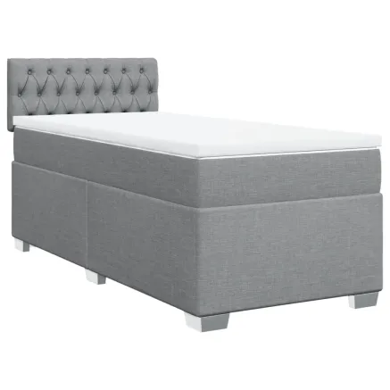 Sommier à lattes de lit avec matelas Gris clair 100x200cm Tissu 2
