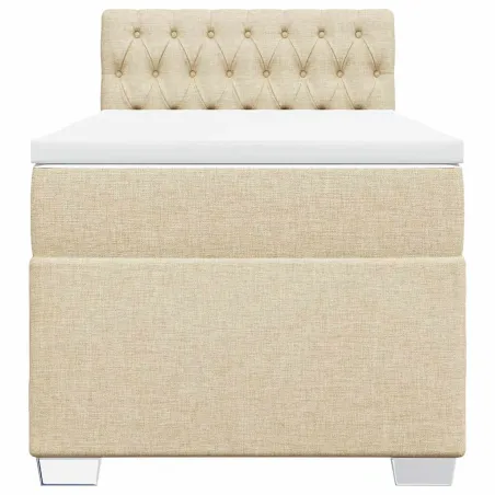 Sommier à lattes de lit avec matelas Crème 100x200 cm Tissu