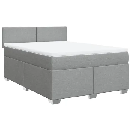 Sommier à lattes de lit avec matelas Gris clair 140x190cm Tissu 2