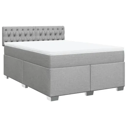 Sommier à lattes de lit avec matelas Gris clair 140x190cm Tissu 2