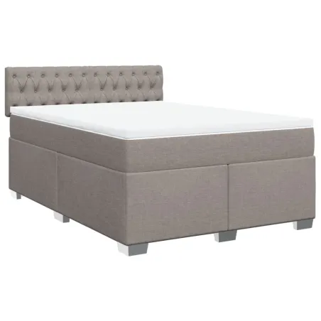 Sommier à lattes de lit avec matelas Taupe 140x190 cm Tissu