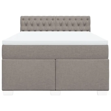 Sommier à lattes de lit avec matelas Taupe 140x190 cm Tissu