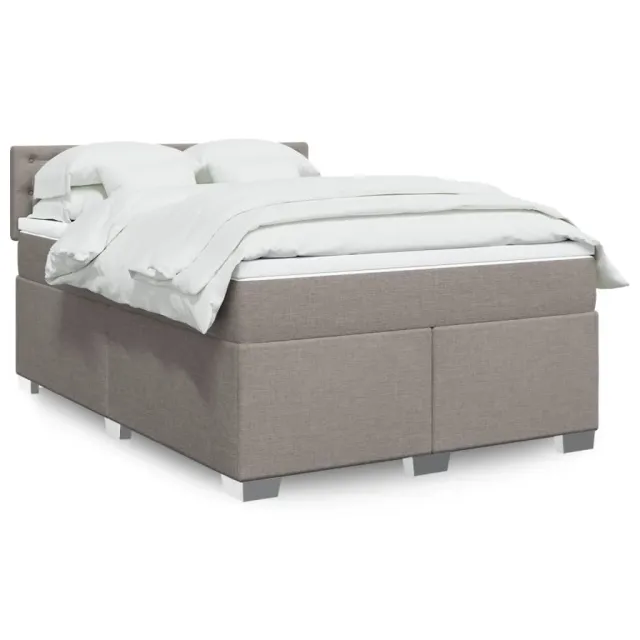 Sommier à lattes de lit avec matelas Taupe 140x190 cm Tissu