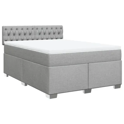 Sommier à lattes de lit avec matelas Gris clair 140x200cm Tissu 2