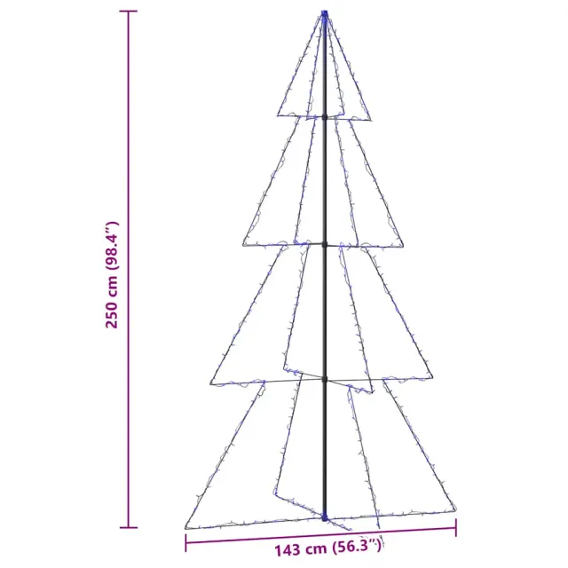 Arbre de Noël cône 360 LED d'intérieur/d'extérieur 143x250 cm