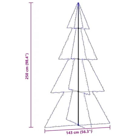 Arbre de Noël cône 360 LED d'intérieur/d'extérieur 143x250 cm