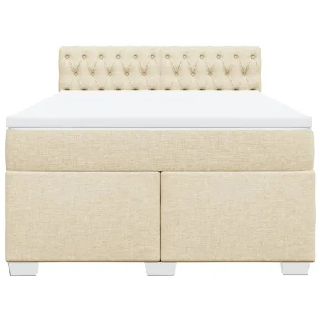 Sommier à lattes de lit avec matelas Crème 160x200 cm Tissu