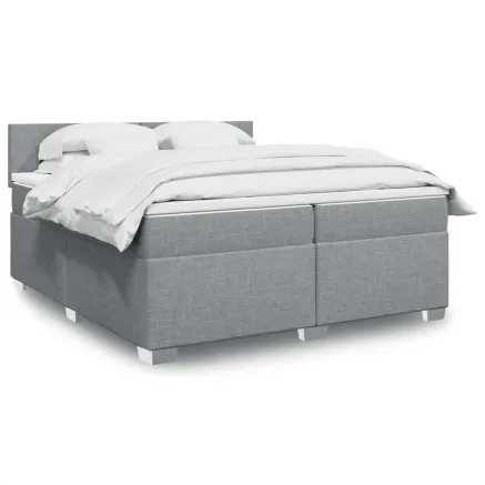 Sommier à lattes de lit avec matelas Gris clair 200x200cm Tissu