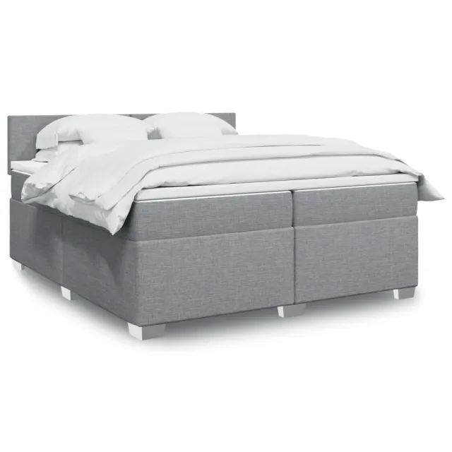 Sommier à lattes de lit avec matelas Gris clair 200x200cm Tissu
