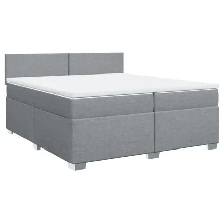 Sommier à lattes de lit avec matelas Gris clair 200x200cm Tissu 2