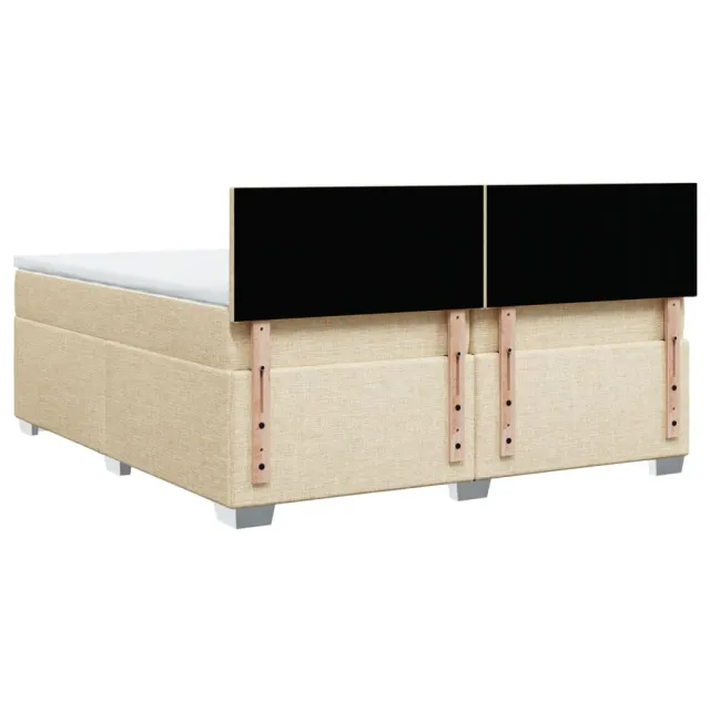 Sommier à lattes de lit avec matelas Crème 200x200 cm Tissu