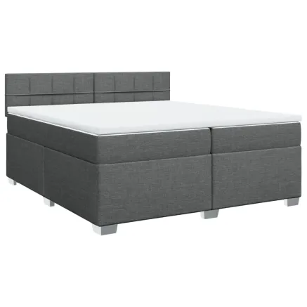 Sommier à lattes de lit avec matelas Gris foncé 200x200cm Tissu 2
