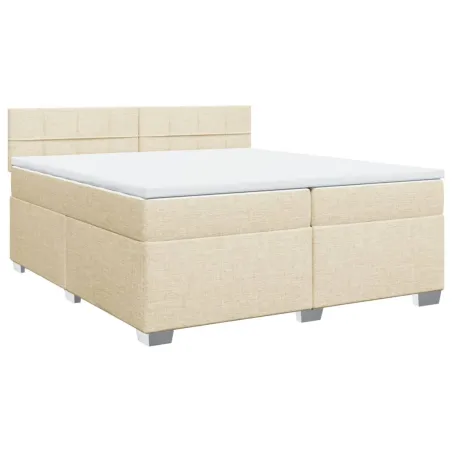 Sommier à lattes de lit avec matelas Crème 200x200 cm Tissu
