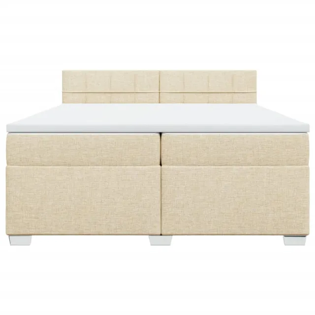 Sommier à lattes de lit avec matelas Crème 200x200 cm Tissu
