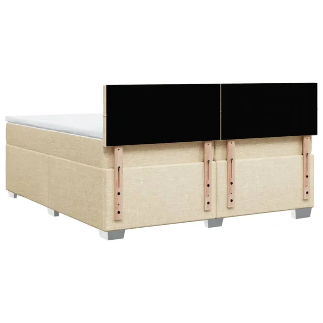 Sommier à lattes de lit avec matelas Crème 200x200 cm Tissu