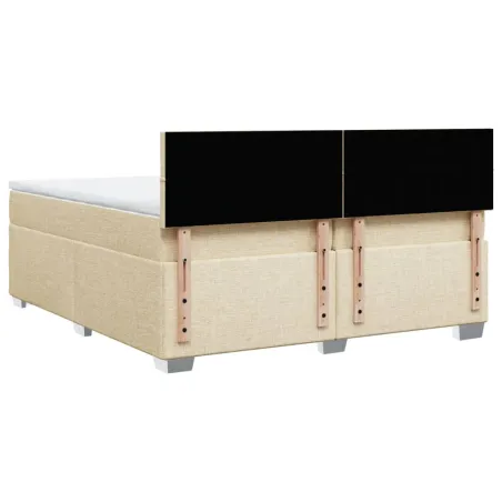 Sommier à lattes de lit avec matelas Crème 200x200 cm Tissu