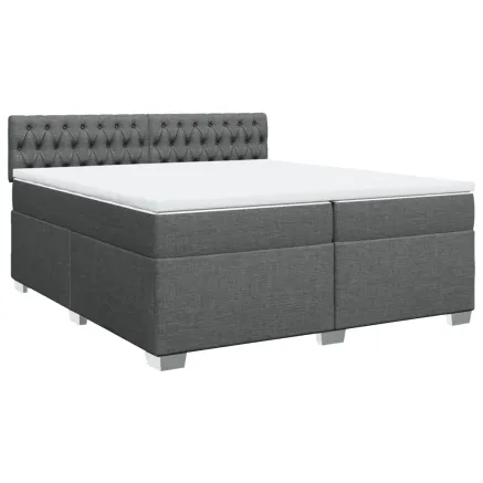 Sommier à lattes de lit avec matelas Gris foncé 200x200cm Tissu 2