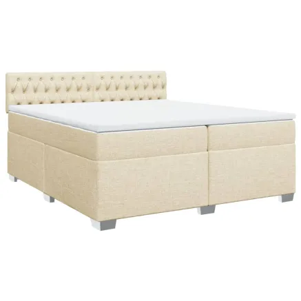 Sommier à lattes de lit avec matelas Crème 200x200 cm Tissu 2