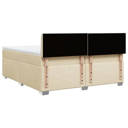 Sommier à lattes de lit avec matelas Crème 200x200 cm Tissu