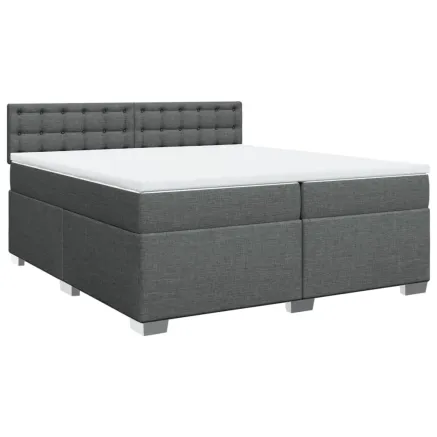 Sommier à lattes de lit avec matelas Gris foncé 200x200cm Tissu 2