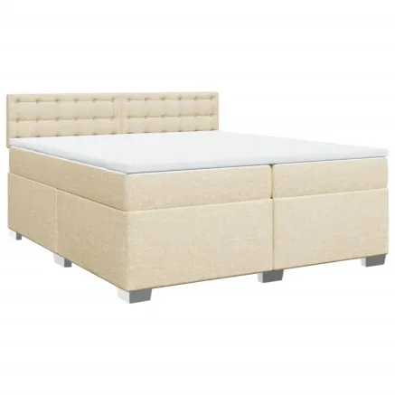 Sommier à lattes de lit avec matelas Crème 200x200 cm Tissu 2
