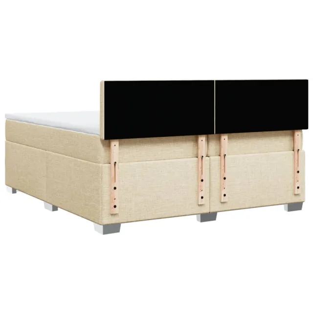 Sommier à lattes de lit avec matelas Crème 200x200 cm Tissu