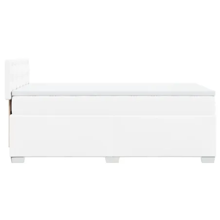 Sommier à lattes de lit avec matelas Blanc 90x190 cm Similicuir